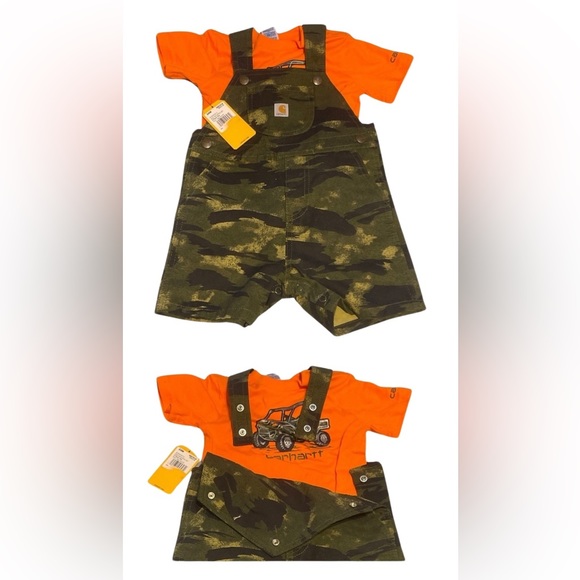 CARHARTT || bundle || Canvas Camo Shortall Overalls Long Sleeve Shirt || 24m-2T - Picture 4 of 4